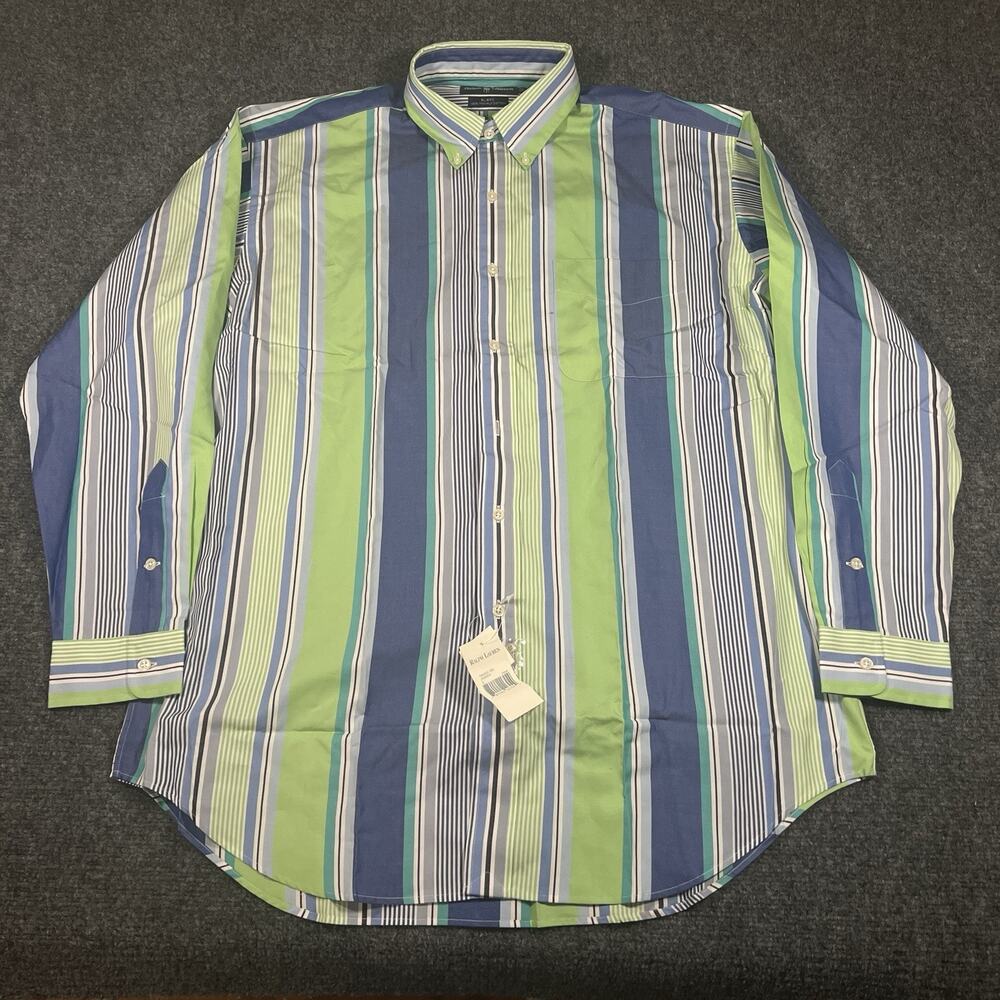 NEW Vintage Polo Ralph Lauren Shirt Mens L Blake 2 Ply Cotton Button Down